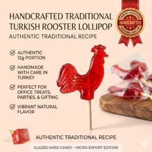 Handcrafted Traditional Turkish Rooster Lollipop Handcrafted Fruit Flavored Candy 8 9 10 Dozen Express Delivery