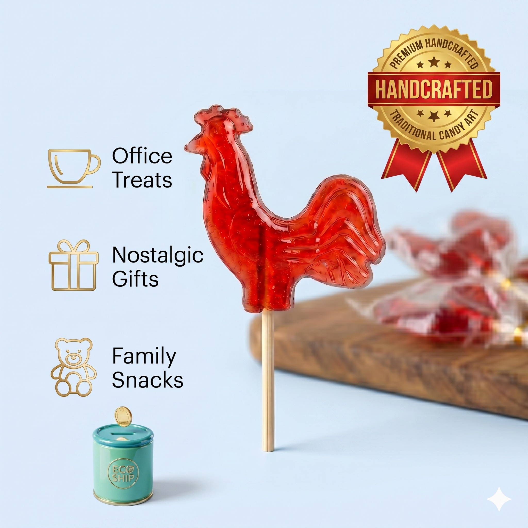 Luxury Handcrafted Masterpiece 12g Traditiona Rooster Candy